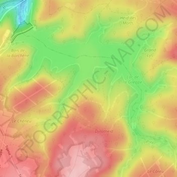 Mapa topográfico Hoboster, altitud, relieve