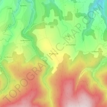 Mapa topográfico Moulergues, altitud, relieve