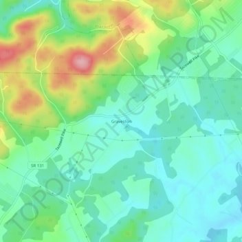 Mapa topográfico Graveston, altitud, relieve