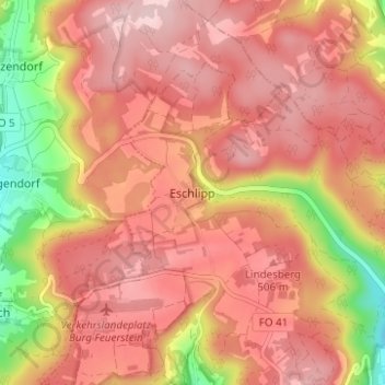 Mapa topográfico Eschlipp, altitud, relieve