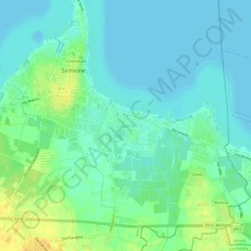Mapa topográfico Lugana, altitud, relieve