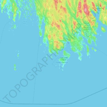 Mapa topográfico Brook Islands, altitud, relieve
