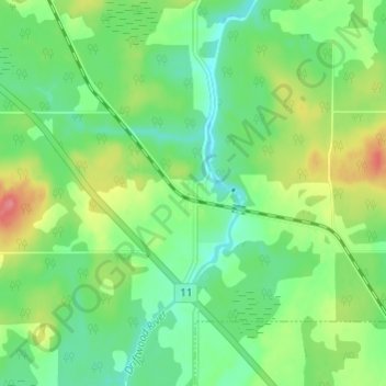Mapa topográfico Monteith, altitud, relieve