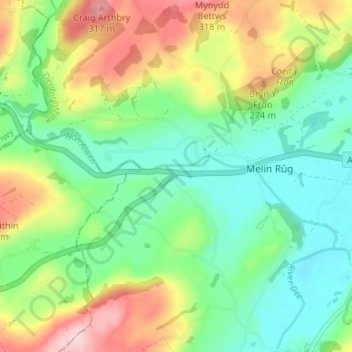 Mapa topográfico Druid, altitud, relieve