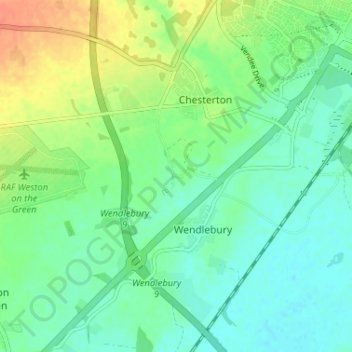 Mapa topográfico Little Chesterton, altitud, relieve