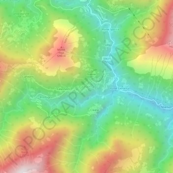 Mapa topográfico Falmenta, altitud, relieve