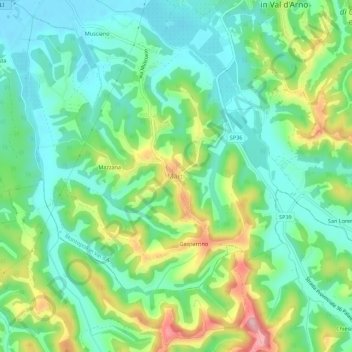 Mapa topográfico Marti, altitud, relieve