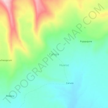 Mapa topográfico Callapa, altitud, relieve