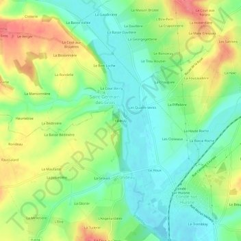 Mapa topográfico Villeray, altitud, relieve