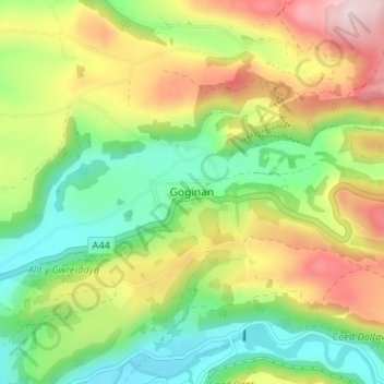 Mapa topográfico Goginan, altitud, relieve