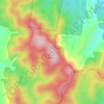 Mapa topográfico Mount Misery, altitud, relieve