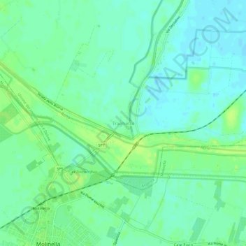 Mapa topográfico Traghetto, altitud, relieve