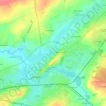 Mapa topográfico la Guerine, altitud, relieve