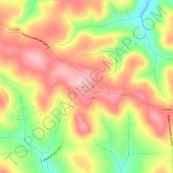 Mapa topográfico São Luiz, altitud, relieve