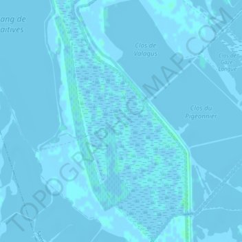 Mapa topográfico Calvière, altitud, relieve