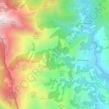Mapa topográfico Villatella, altitud, relieve