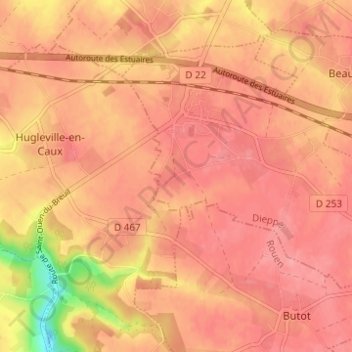 Mapa topográfico Le Breuil, altitud, relieve