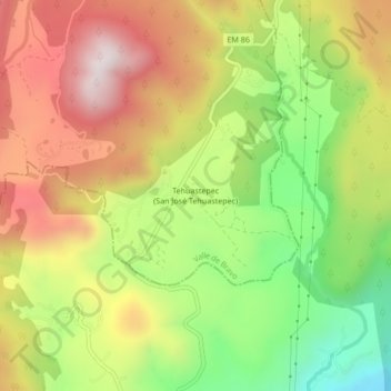 Mapa topográfico Tehuastepec (San José Tehuastepec), altitud, relieve