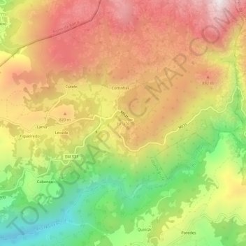 Mapa topográfico Brufe, altitud, relieve