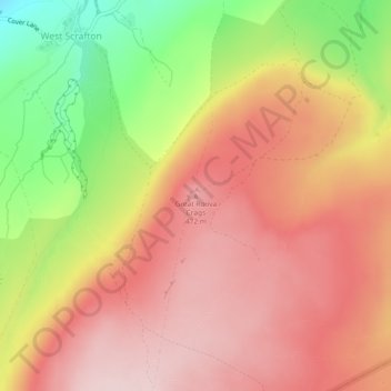 Mapa topográfico Great Roova Crags, altitud, relieve