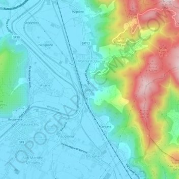 Mapa topográfico Rigoli, altitud, relieve