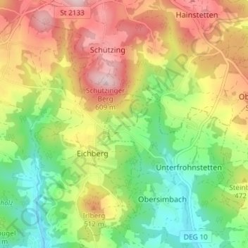 Mapa topográfico Boxbach, altitud, relieve