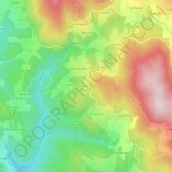 Mapa topográfico La Roche, altitud, relieve