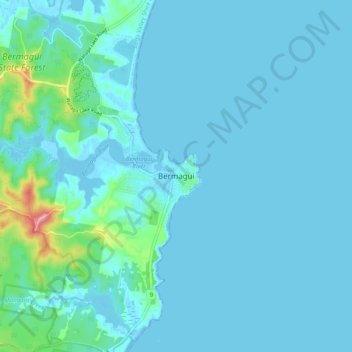Mapa topográfico Bermagui, altitud, relieve