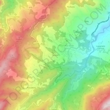 Mapa topográfico Trecoste, altitud, relieve