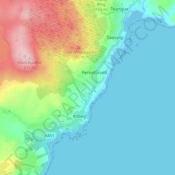 Mapa topográfico Kilmore, altitud, relieve