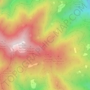 Mapa topográfico Carena del Faig, altitud, relieve