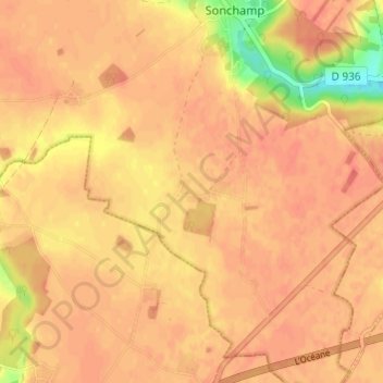Mapa topográfico Chatonville, altitud, relieve
