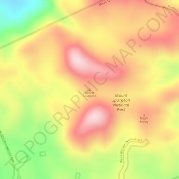 Mapa topográfico Mount Spurgeon, altitud, relieve