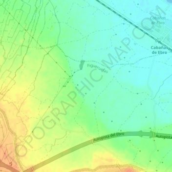 Mapa topográfico Azuer, altitud, relieve