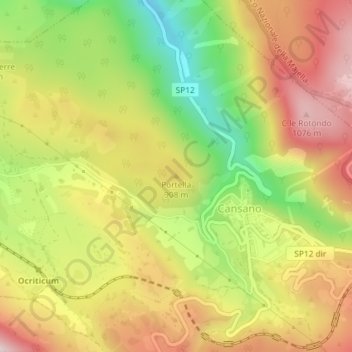 Mapa topográfico Portella, altitud, relieve