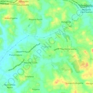 Mapa topográfico Pitipana, altitud, relieve