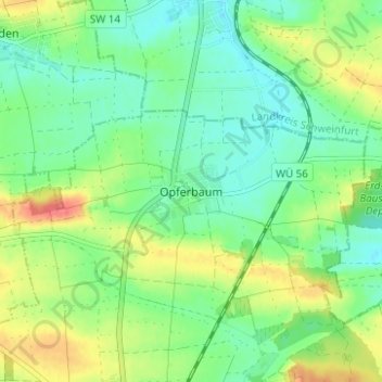 Mapa topográfico Opferbaum, altitud, relieve