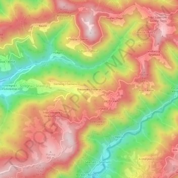 Mapa topográfico Preserie, altitud, relieve