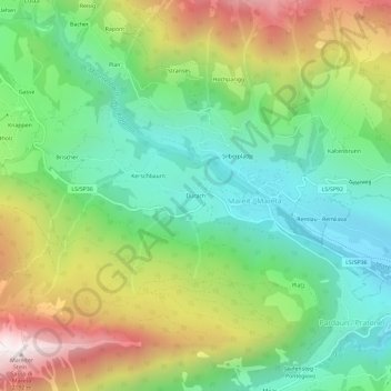 Mapa topográfico Durach, altitud, relieve