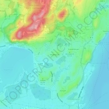 Mapa topográfico Heidelsbuch, altitud, relieve