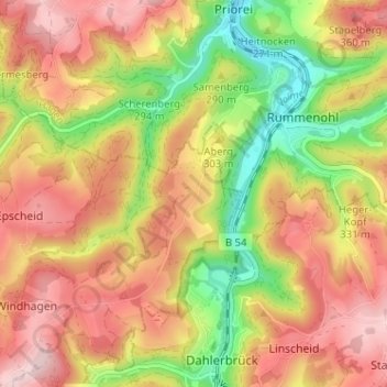 Mapa topográfico Bühren, altitud, relieve