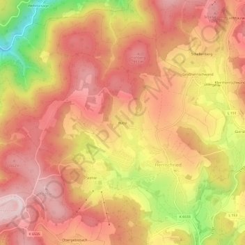 Mapa topográfico Rütte, altitud, relieve