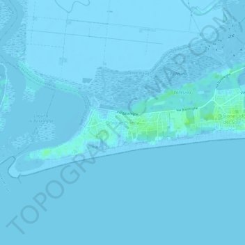 Mapa topográfico Bibione Pineda, altitud, relieve