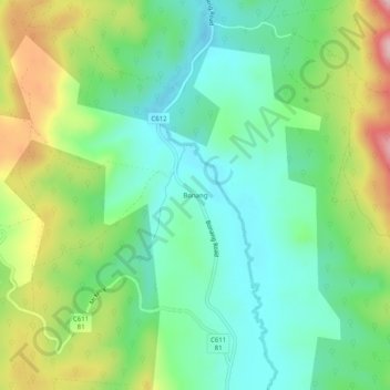 Mapa topográfico Bonang, altitud, relieve