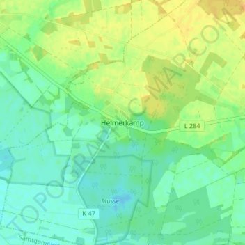 Mapa topográfico Helmerkamp, altitud, relieve