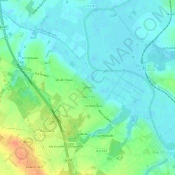 Mapa topográfico La Prée, altitud, relieve