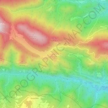 Mapa topográfico Gisclareny, altitud, relieve