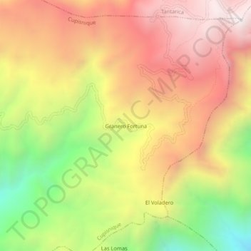 Mapa topográfico El Voladero / Granero, altitud, relieve