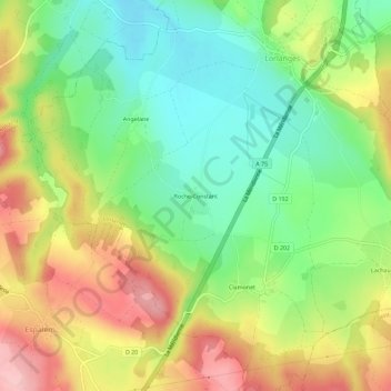 Mapa topográfico Roche-Constant, altitud, relieve