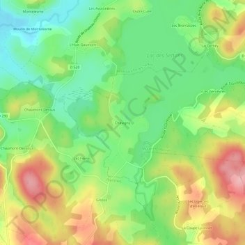 Mapa topográfico Chevigny, altitud, relieve